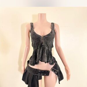 Pins & Needles Black Distressed Top